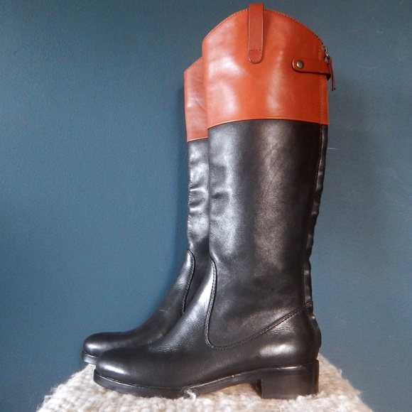 Halston Heritage Barbara Two-Tone Leather Boots - Picture 8 of 8